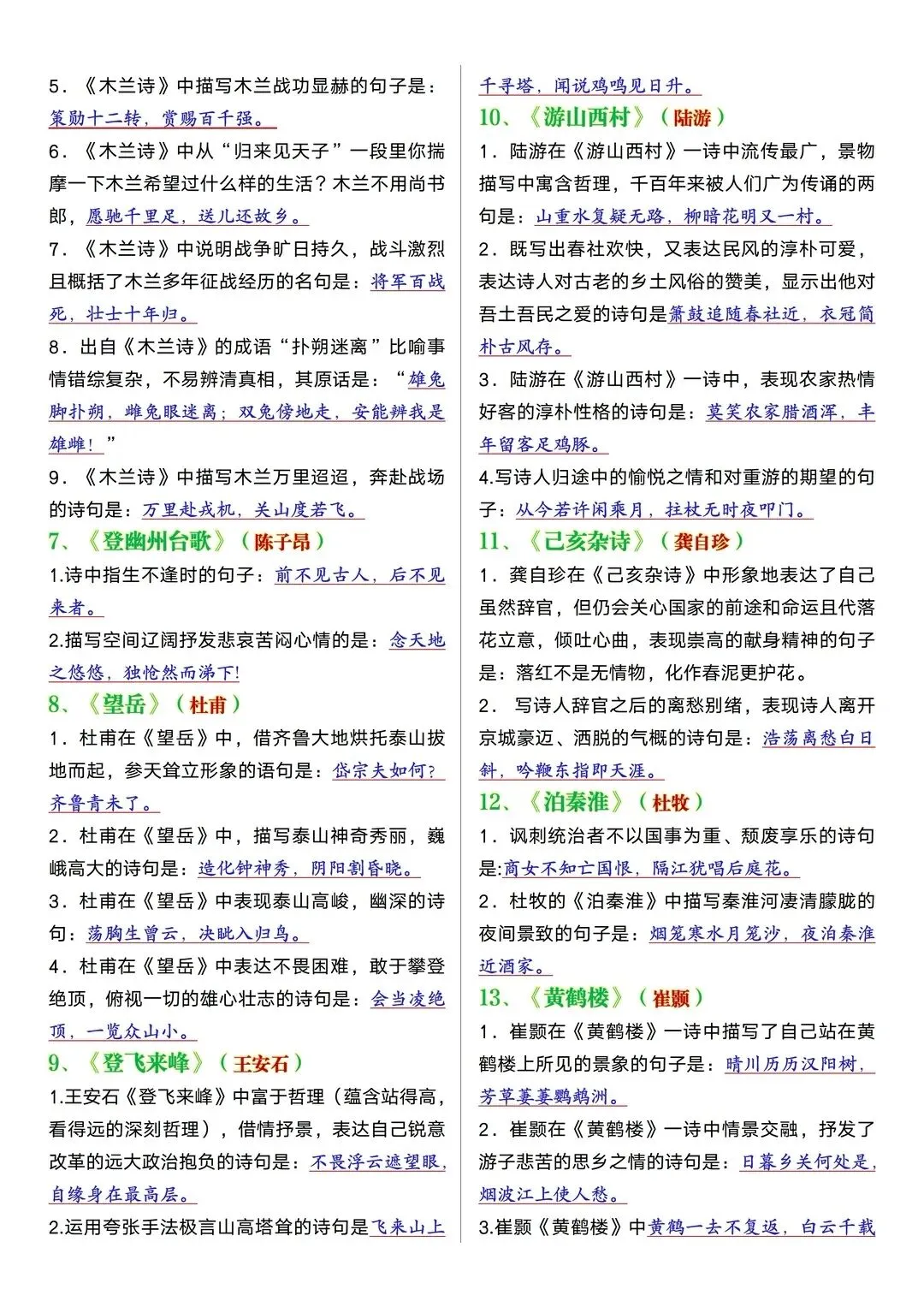 中考语文古诗词理解性默写,背会稳拿高分! 第2张