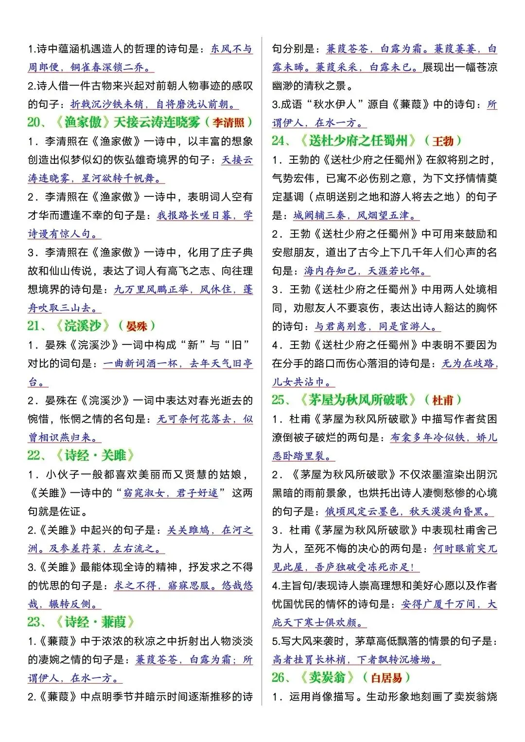 中考语文古诗词理解性默写,背会稳拿高分! 第4张