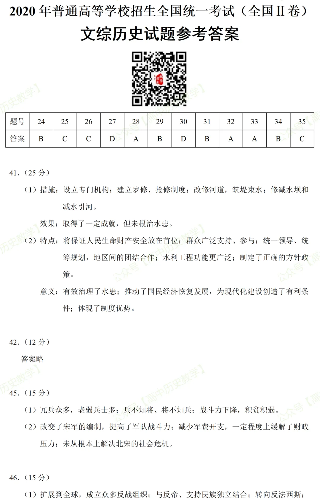 高考真题|2020年高考全国 Ⅱ卷(甲卷)历史试题和答案 第10张 高考真题|2020年高考全国 Ⅱ卷(甲卷)历史试题和答案 第10张