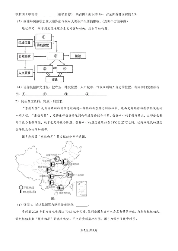 2026年山东烟台中考诊断性测试地理试题(转载) 第7张