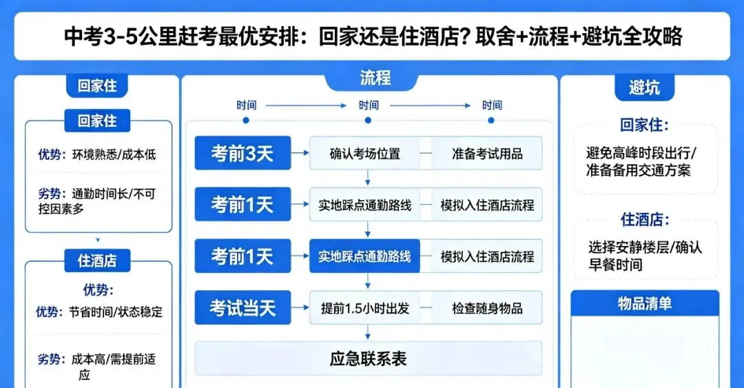 中考3-5公里赶考最优安排:回家还是住酒店?全攻略→ 第2张 中考3-5公里赶考最优安排:回家还是住酒店?全攻略→ 第2张