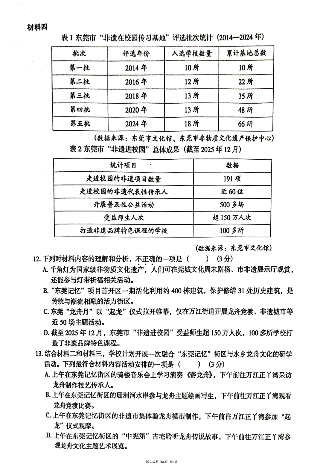2026年东莞市初中生毕业水平模拟考试试题(含参考答案) 第12张