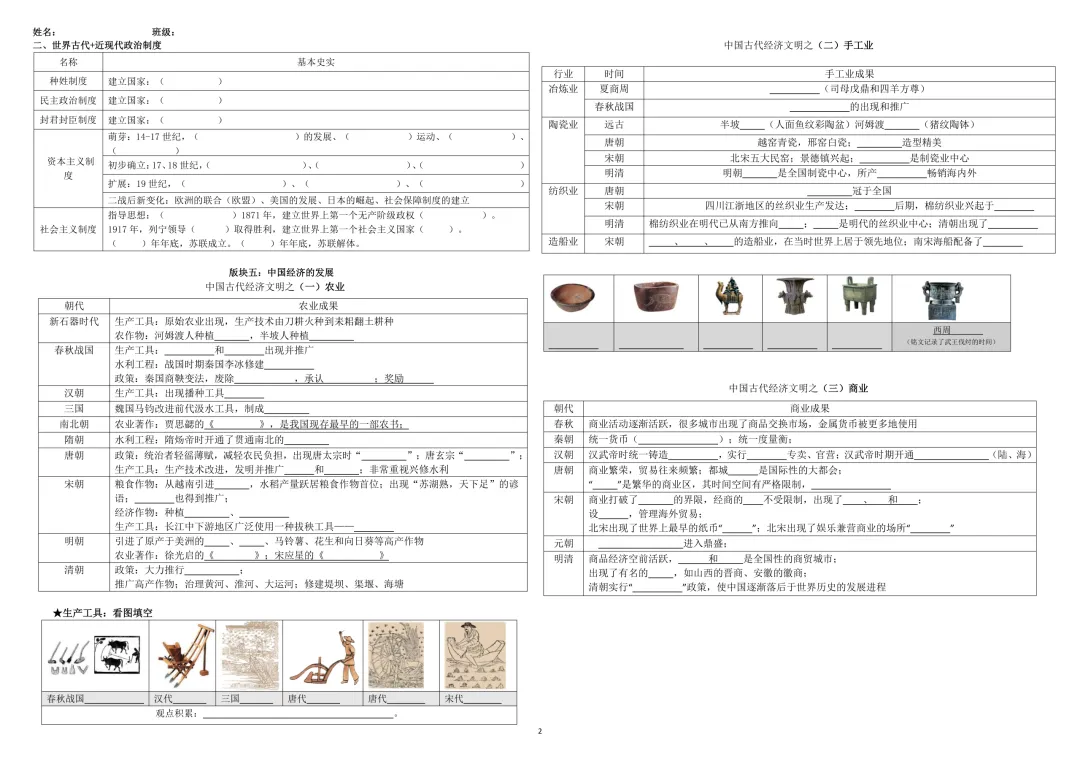 2026年中考历史倒计时专题默写清单(新整理)默写版+知识清单 第3张