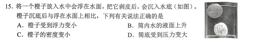 浙江中考浮力题,学生容易栽在“反直觉”陷阱里 第2张 浙江中考浮力题,学生容易栽在“反直觉”陷阱里 第2张