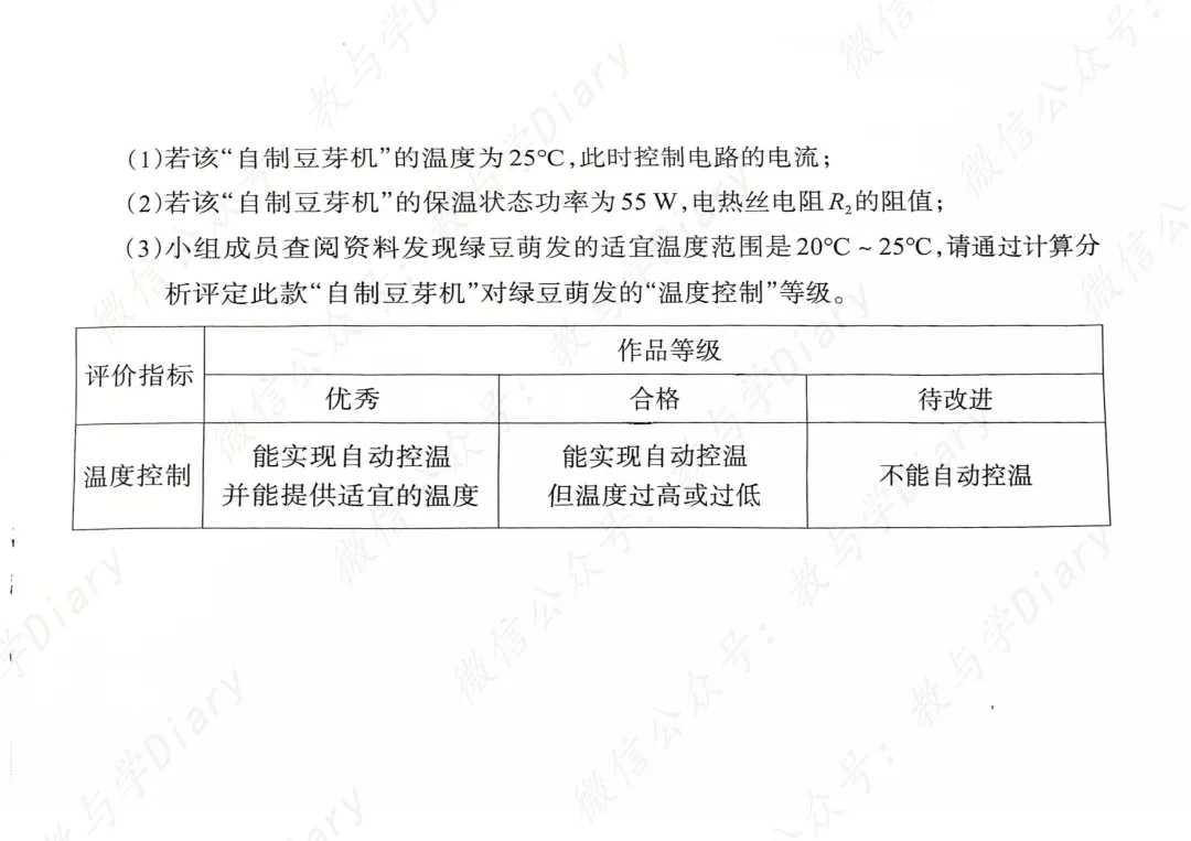 2026年呼和浩特市中考二模物理真题及评分标准(附电子版) 第7张