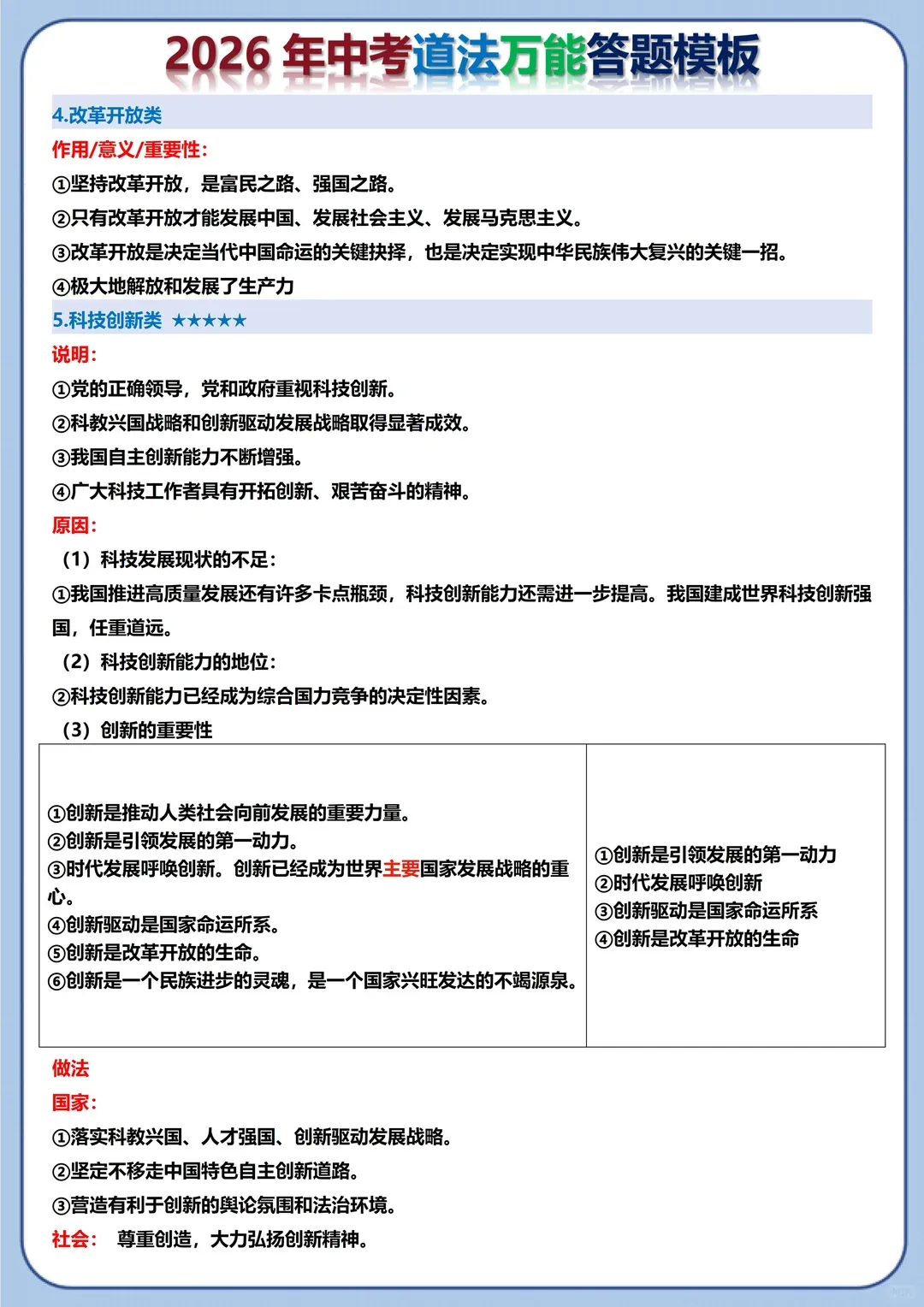 2026年中考道法万能定位答题模板直接抄!两小时背完,考试=抄答案 第14张