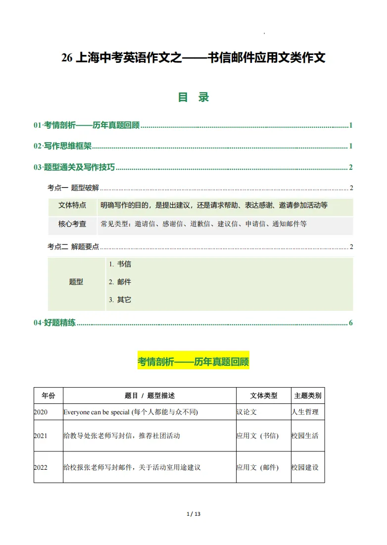 【中考冲刺】上海中考英语作文3大高频文体写作技巧及黄金模板 第8张