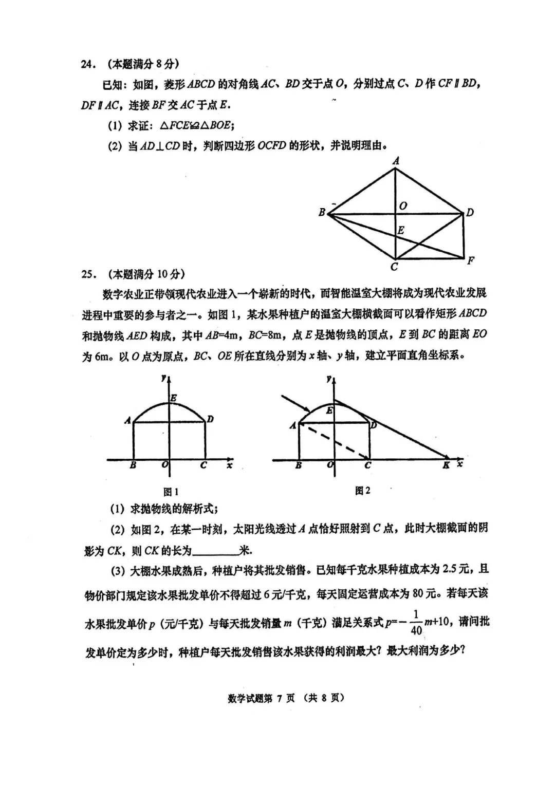 【中考二模】市南区数学初三中考二模真题 第43张