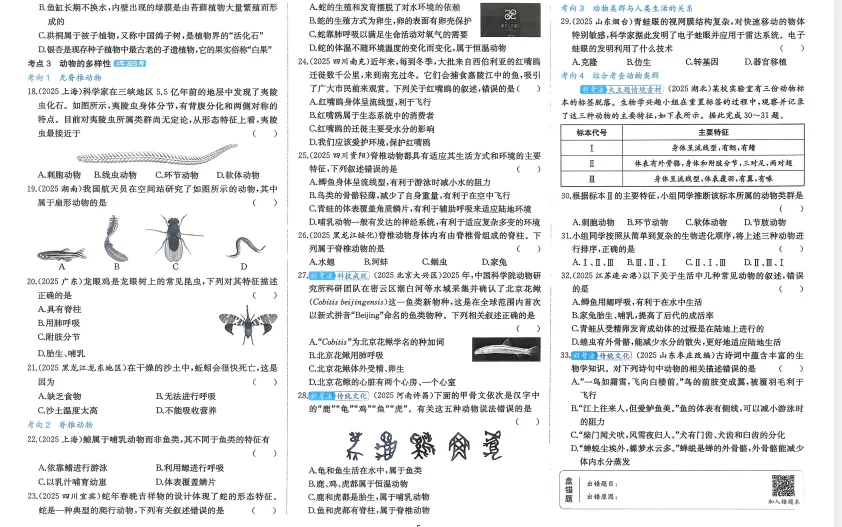 2026年【生物】会考真题-专题三《藻类,动植物类群的分类》 第4张 2026年【生物】会考真题-专题三《藻类,动植物类群的分类》 第4张