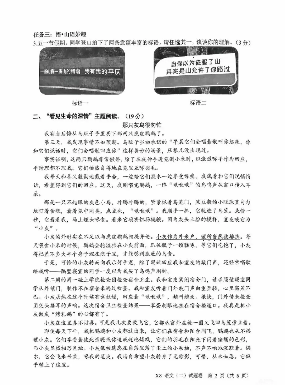 2026年嘉兴中考二模语文真题卷(答案)#中考语文 第2张