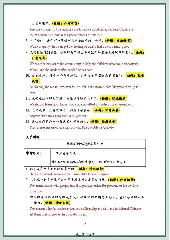 中考英语《20套》万能写作模板+作文句式训练 第36张