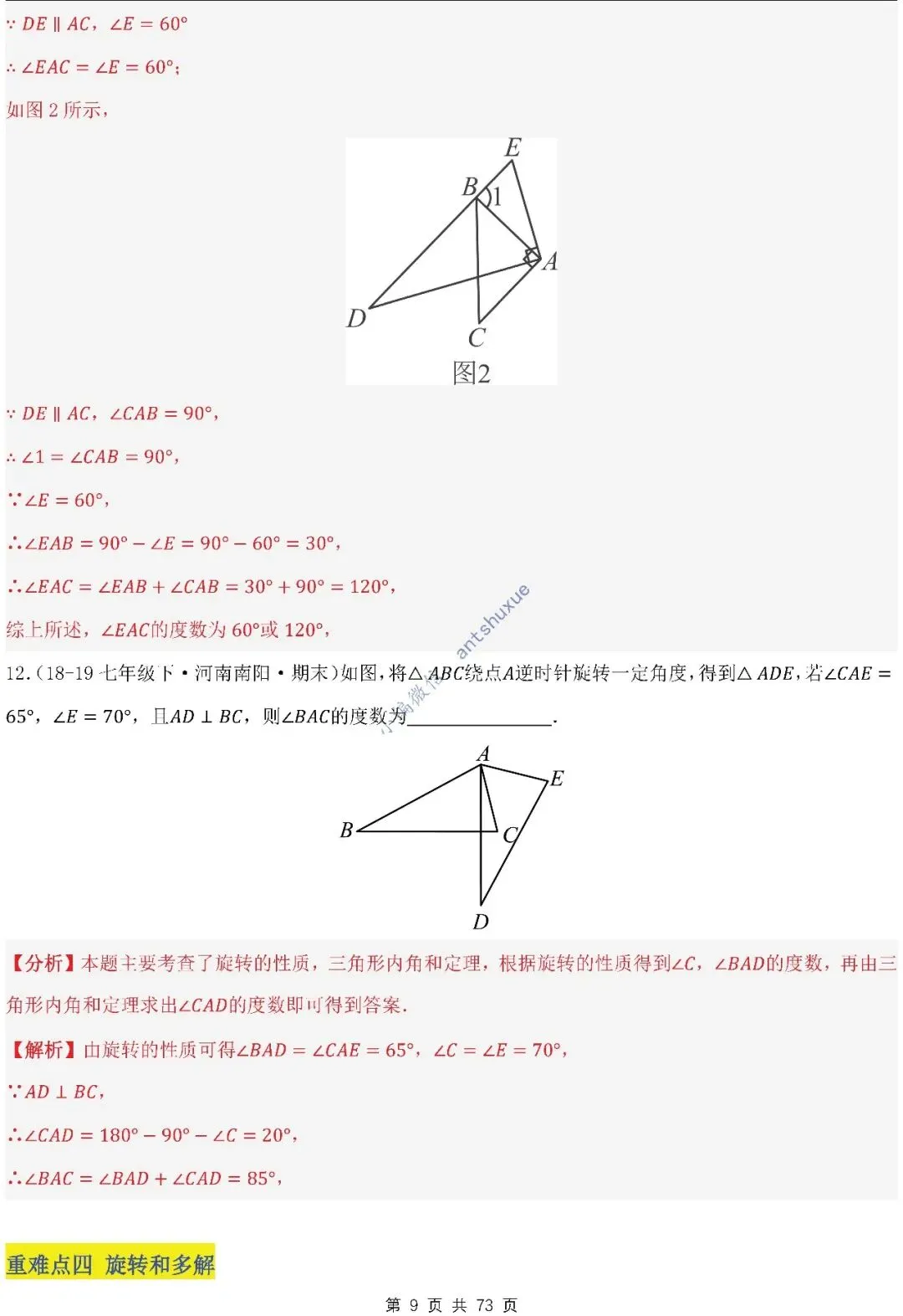 中考满分:利用旋转的性质求解(4种题型17个重难点)含word 第9张