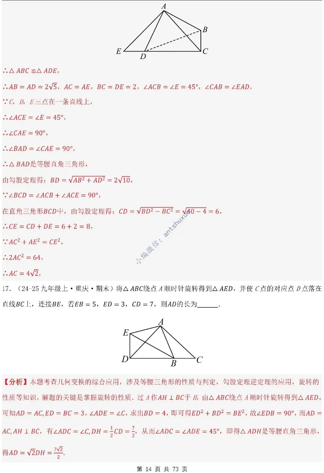 中考满分:利用旋转的性质求解(4种题型17个重难点)含word 第14张