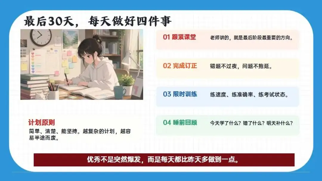 初三励志中考倒计时最后30天冲刺动员班会ppt课件(含讲稿) 第33张