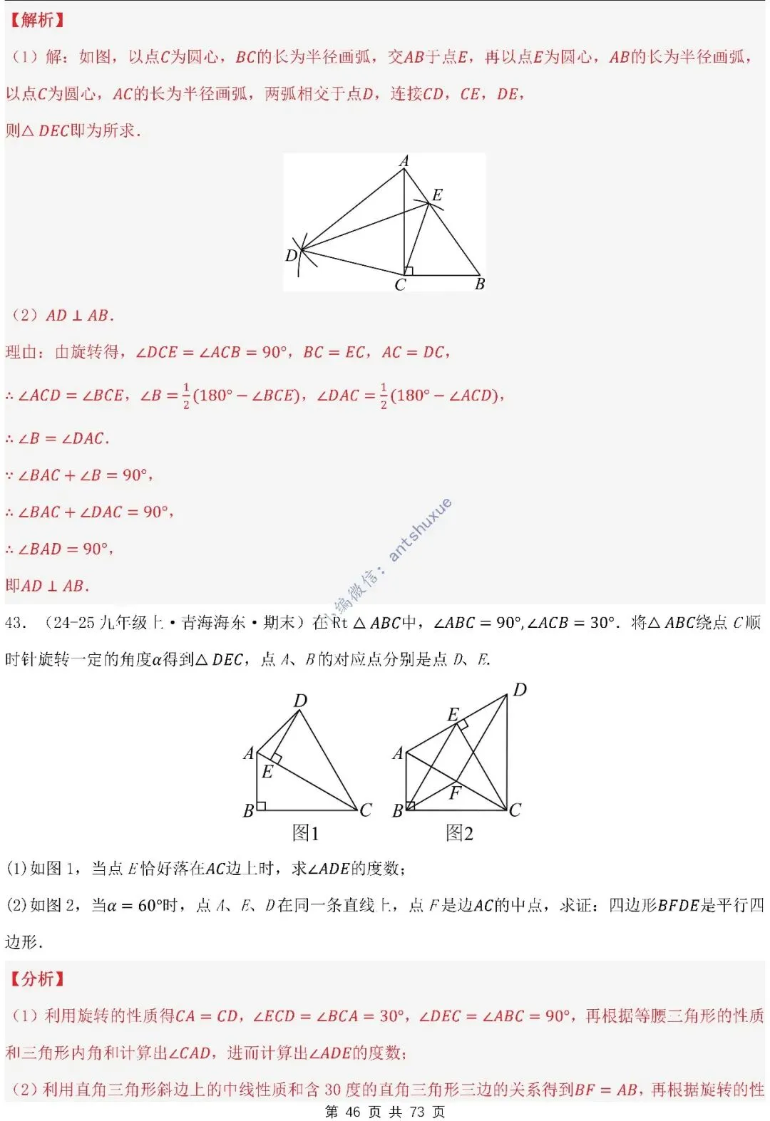中考满分:利用旋转的性质求解(4种题型17个重难点)含word 第46张