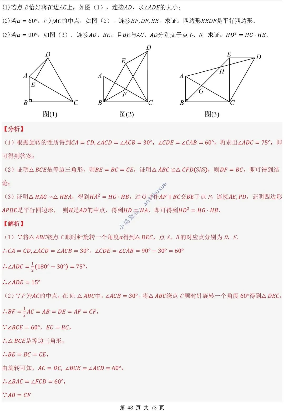 中考满分:利用旋转的性质求解(4种题型17个重难点)含word 第48张