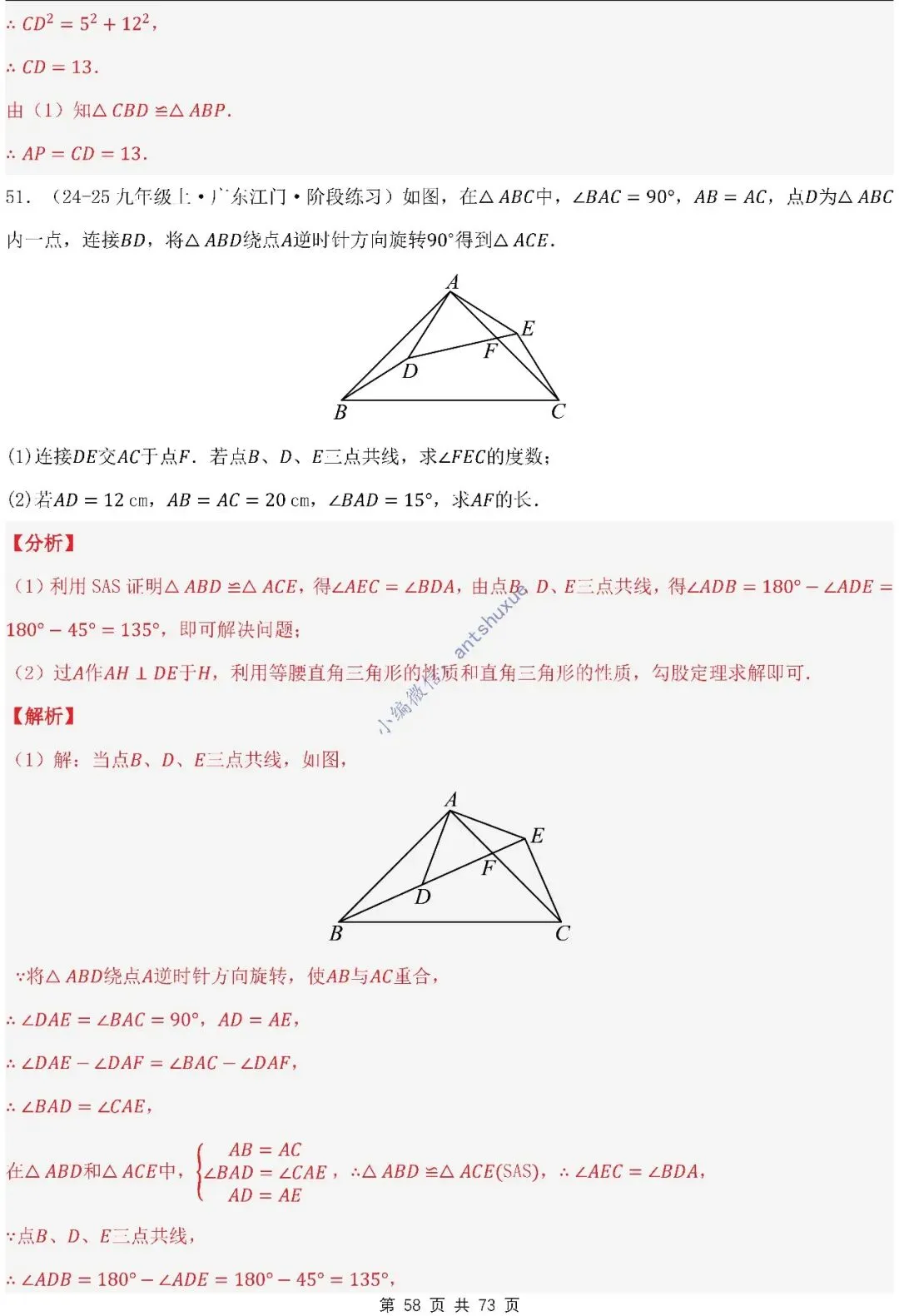 中考满分:利用旋转的性质求解(4种题型17个重难点)含word 第58张
