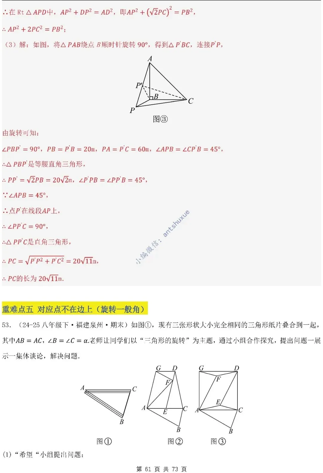 中考满分:利用旋转的性质求解(4种题型17个重难点)含word 第61张