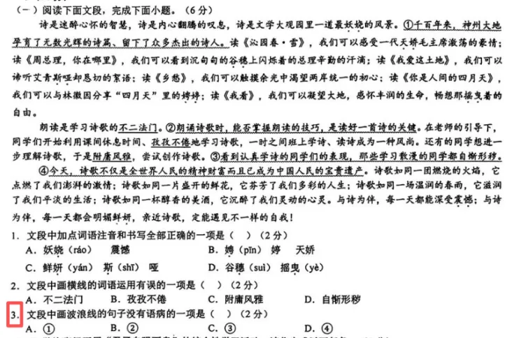 中考语文冲刺 | 2026山东中考语文·病句专项训练:近年中考及模拟考试真题(含参考答案) 第3张 中考语文冲刺 | 2026山东中考语文·病句专项训练:近年中考及模拟考试真题(含参考答案) 第3张