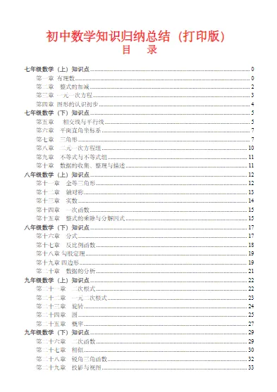 中考数学复习丨初中数学,知识点归纳总结(打印版) 第1张 中考数学复习丨初中数学,知识点归纳总结(打印版) 第1张