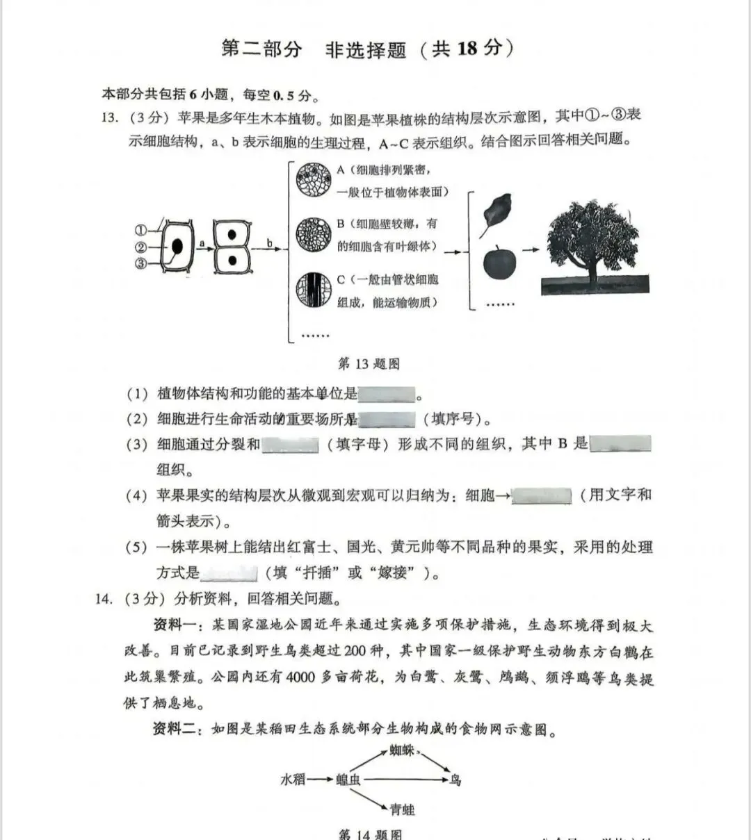 2026辽宁沈阳中考生物模拟 第3张