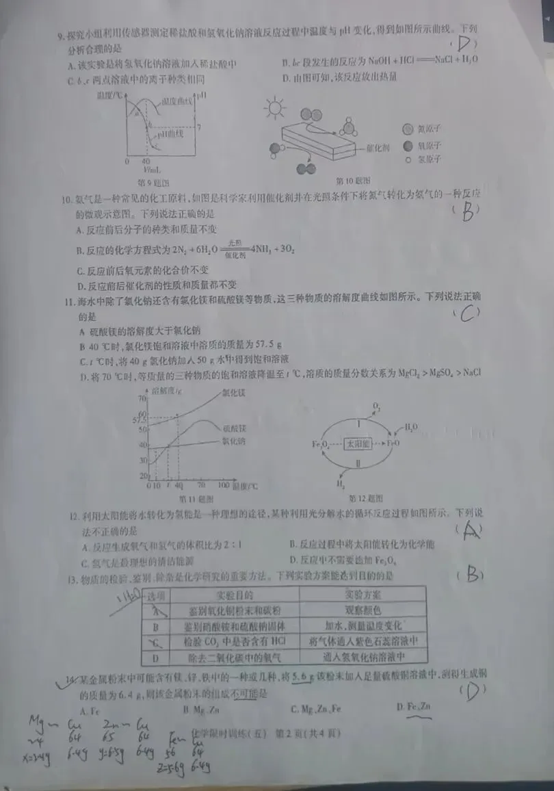 漯河实验中学&三中 三模试卷&参考答案2026.5.12 第13张