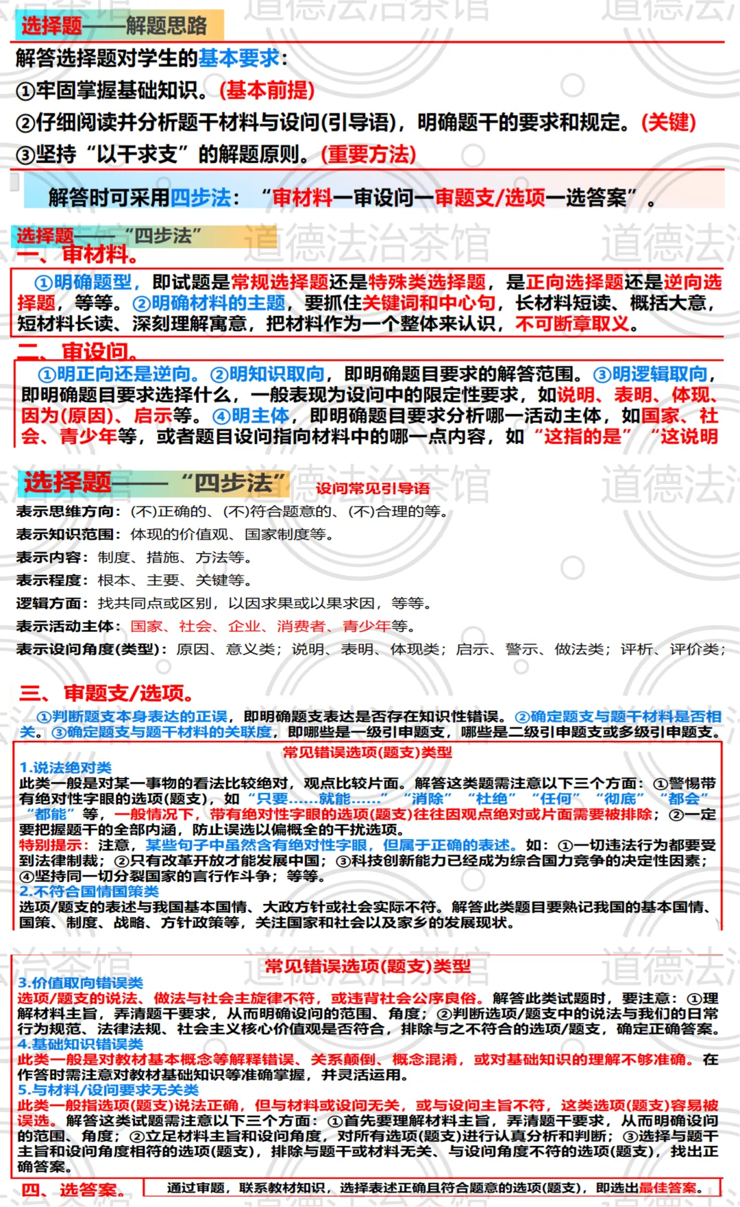 中考倒计时!这份道德与法治选择题“四步法”+五大题型攻略,助你快速提分(答题技巧) 第1张 中考倒计时!这份道德与法治选择题“四步法”+五大题型攻略,助你快速提分(答题技巧) 第1张