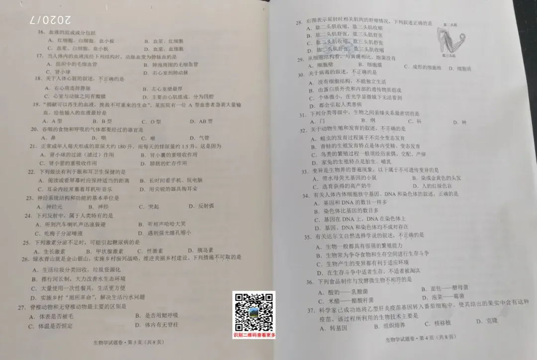 2020年云南(中考)初中学业水平考试试卷及参考答案出炉 第12张