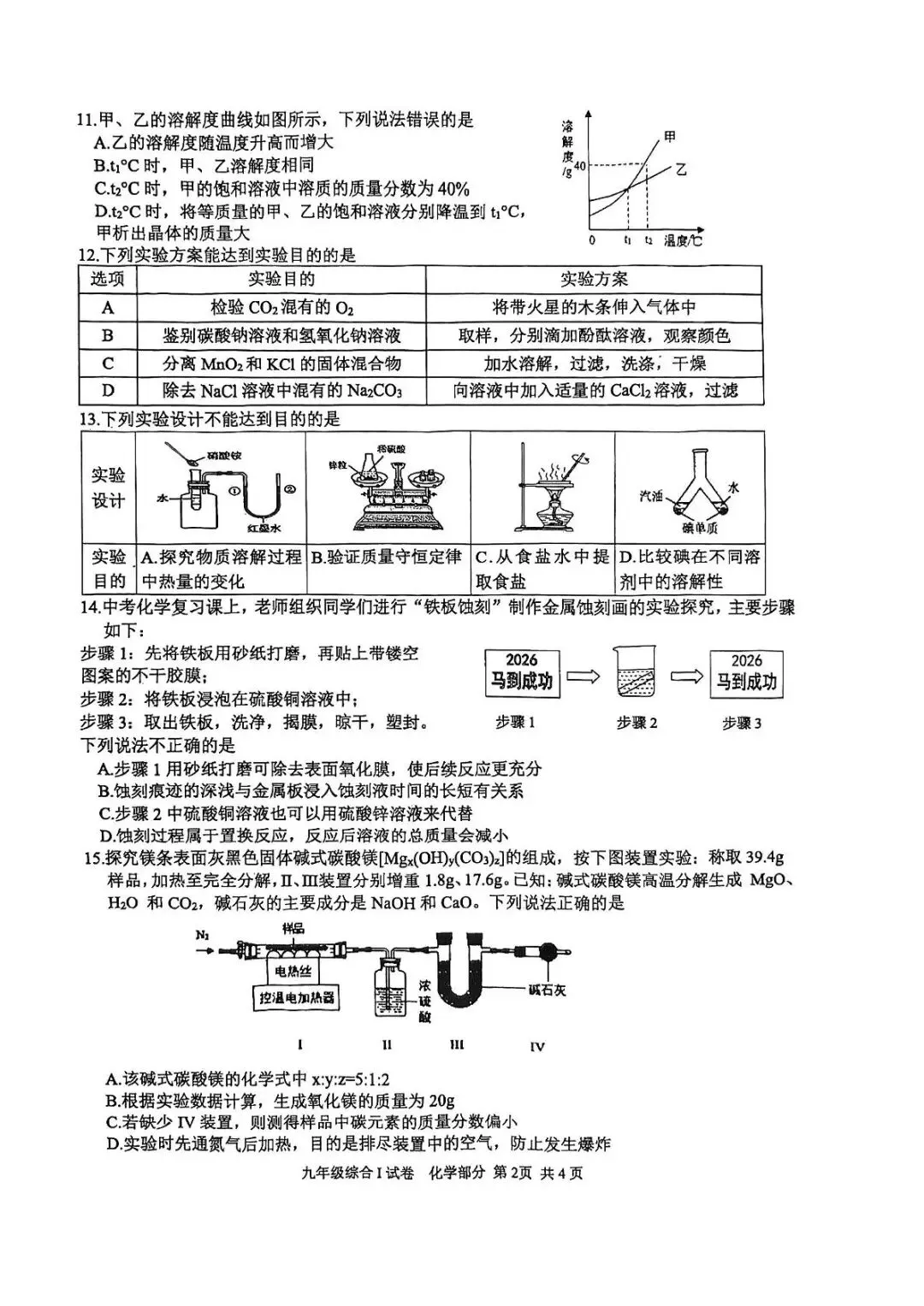 2026年中考化学终极押题1 第2张