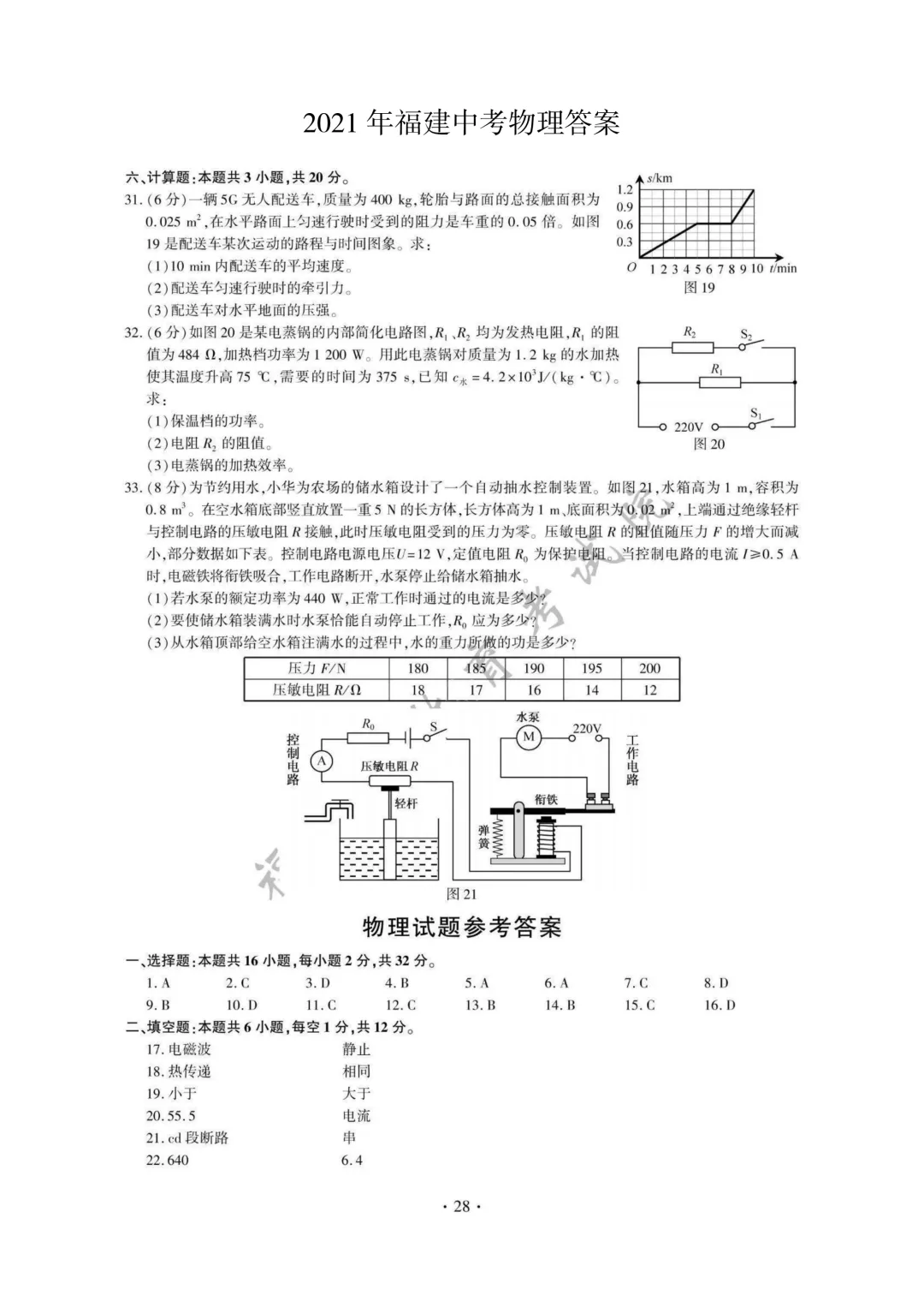 【福建中考真题】2021-2025年福建物理中考真题(5年合集 完美考场版+Word版 无水印免费) 第62张 【福建中考真题】2021-2025年福建物理中考真题(5年合集 完美考场版+Word版 无水印免费) 第62张
