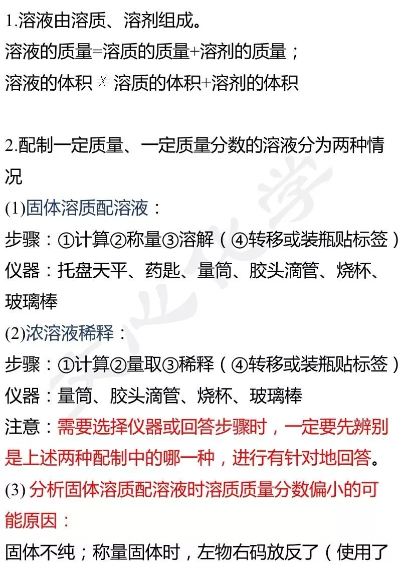 关于“溶液”中考,你必须掌握的18个知识点+中考真题(分享习题) 第5张