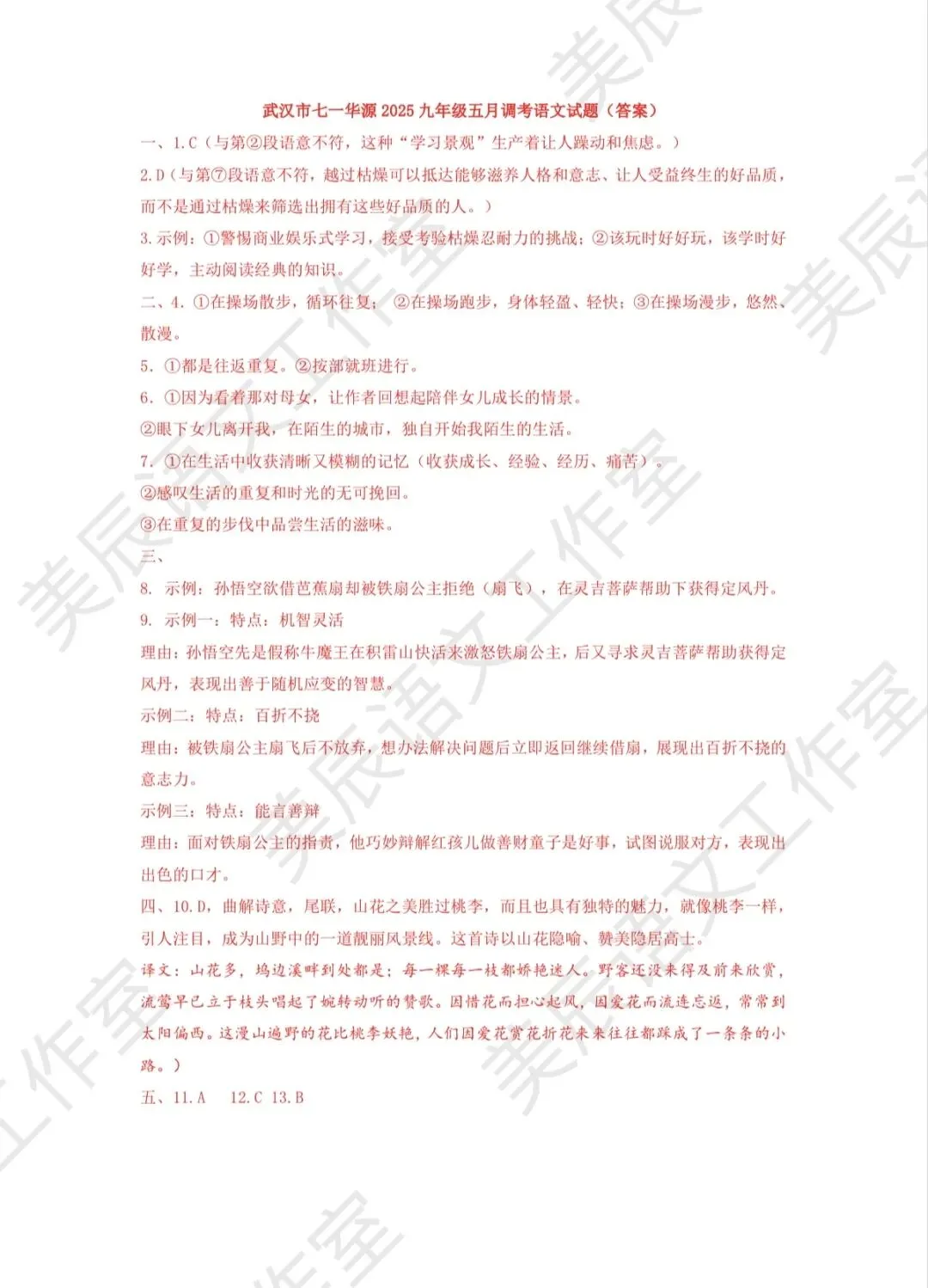 2025年七一华源九年级5月调考语文试卷(含答案) 第7张