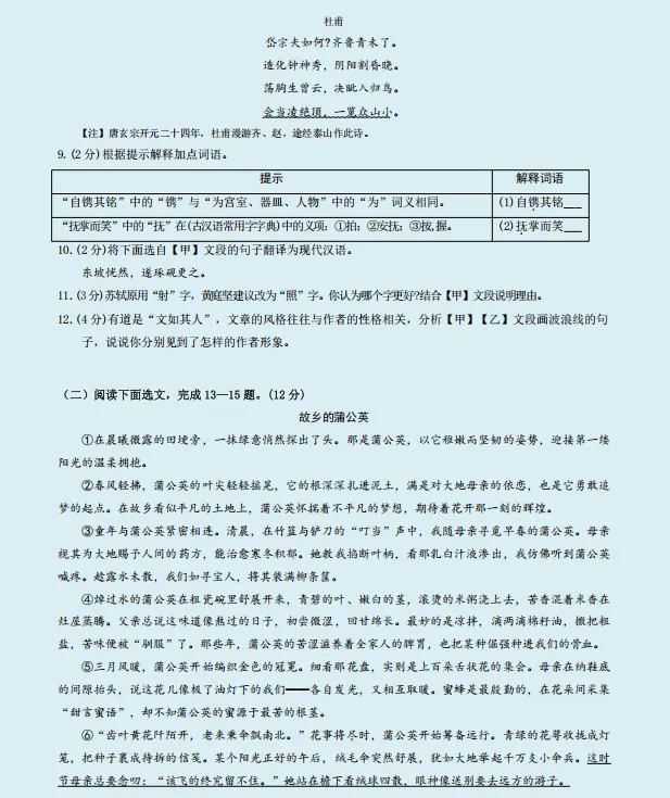 2026年中考语文临考冲刺卷(共2套),附答案,考前刷一遍,轻松冲刺120+!(全国通用版) 第5张