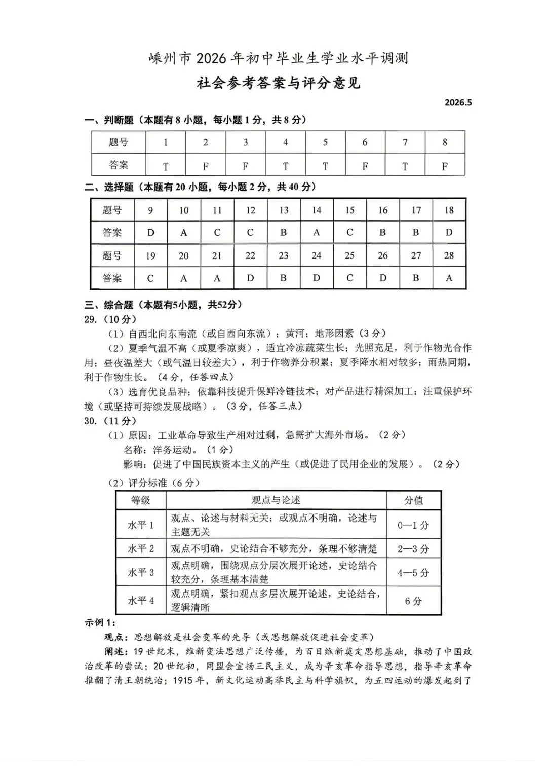 【中考二模·全科】2026.05浙江·绍兴嵊州市中考二模试卷含答案(语文、科学、英语、英语听力、数学、社会) 第53张
