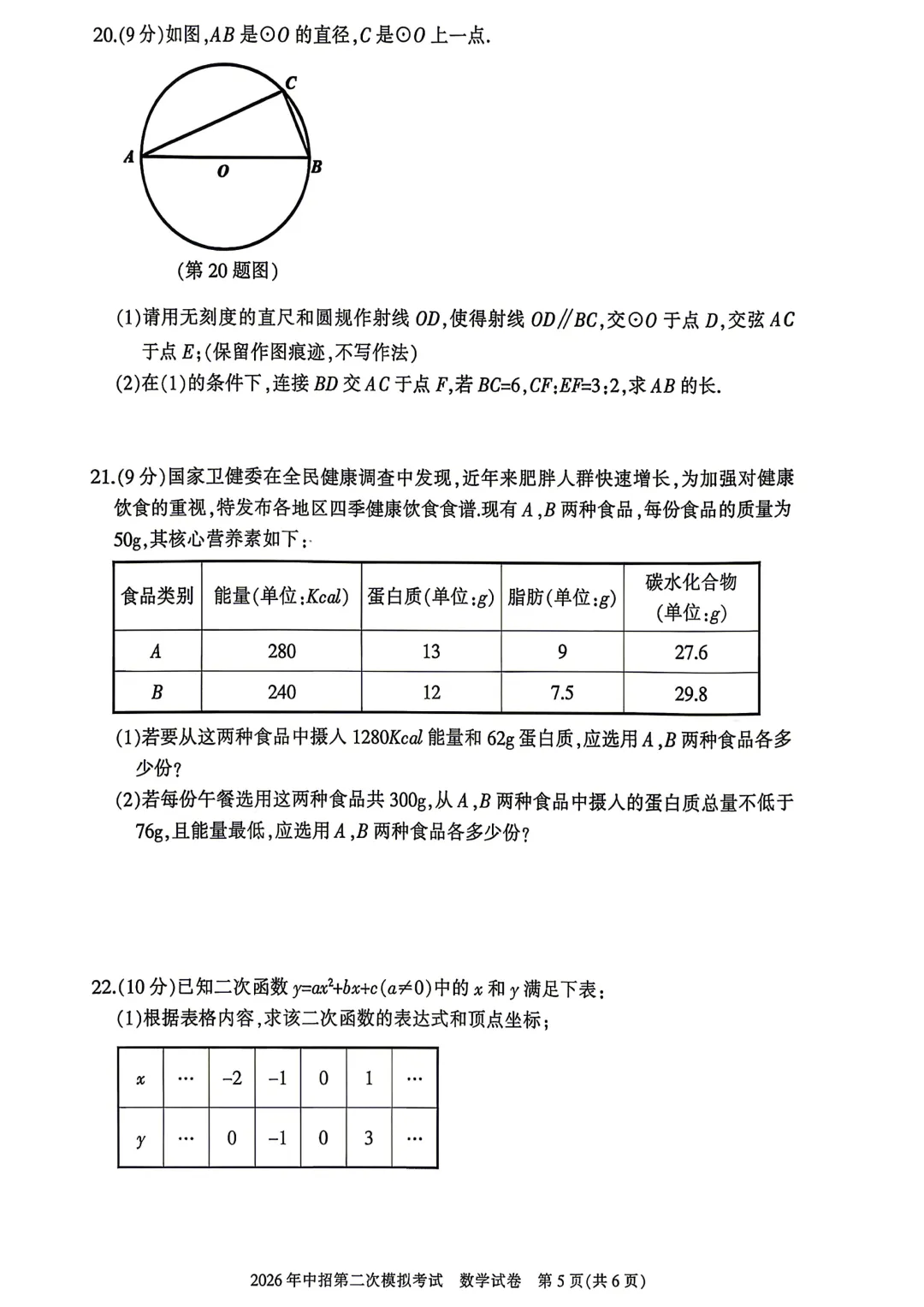 2026年各地九年级中招二模数学试卷及答案最新汇总2(开封市、三门峡市、南阳市、漯河市、许昌市),鹤壁市一模,文末下载pdf 第38张