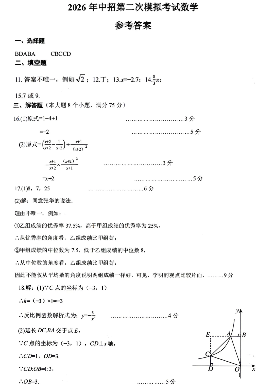 2026年各地九年级中招二模数学试卷及答案最新汇总2(开封市、三门峡市、南阳市、漯河市、许昌市),鹤壁市一模,文末下载pdf 第40张