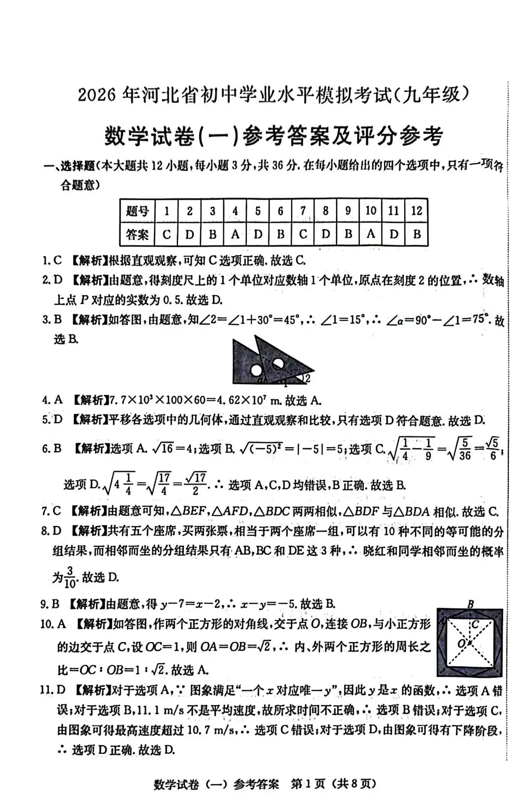 中考数学 | 2026.5河北省中考仿真模拟考试一 第15张