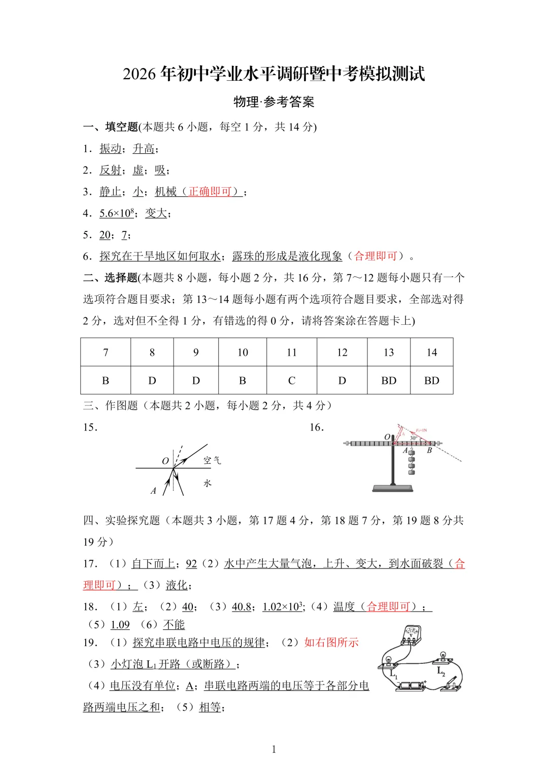 2026年各地九年级中招二模物理试卷及答案(开封市、三门峡市、南阳市、漯河市、许昌市)、鹤壁市一模最新汇总,文末下载pdf 第49张
