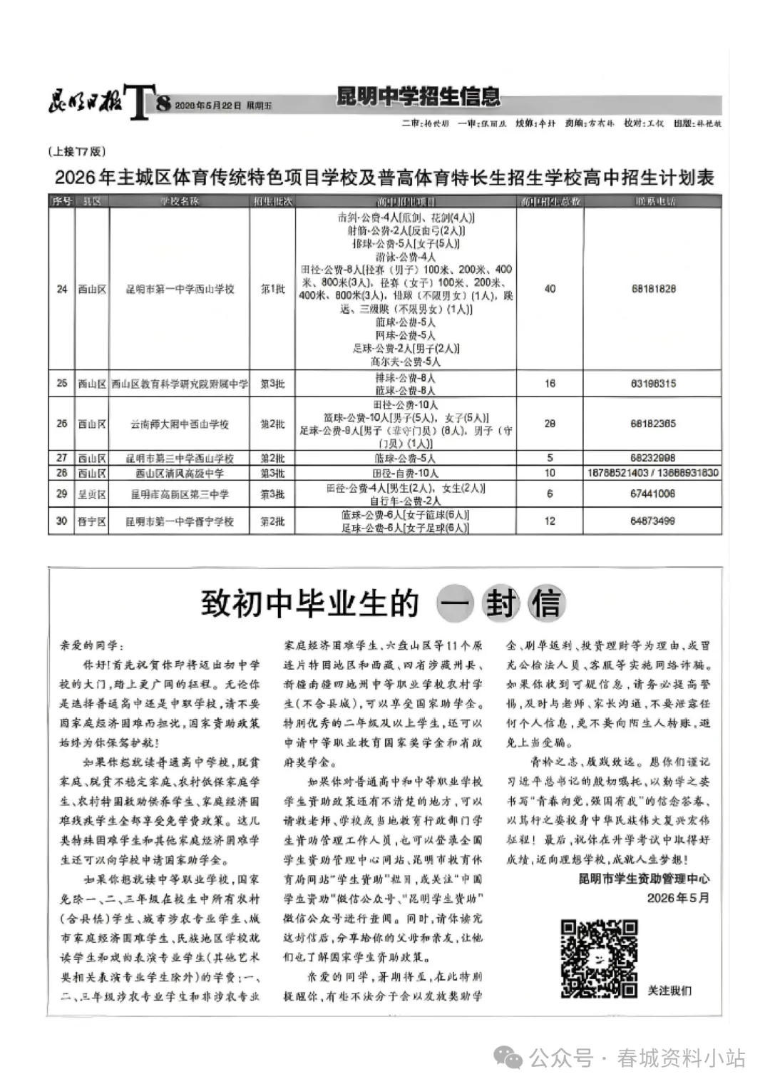 昆明26年中考预计7月5号查分!招生报第一期发布! 第8张 昆明26年中考预计7月5号查分!招生报第一期发布! 第8张