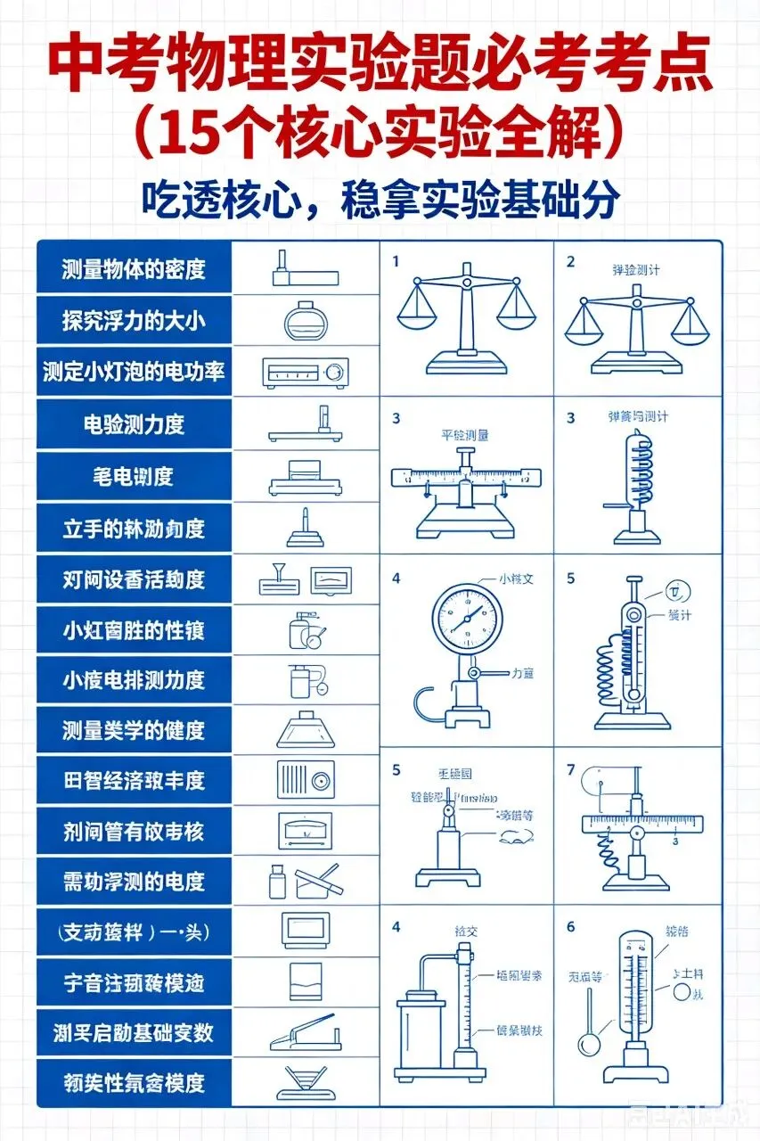 中考物理实验题必考考点(15个核心实验全解)|吃透核心,稳拿实验基础分 第2张