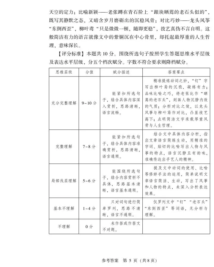 2026山西中考信息冲刺卷第一次适应与模拟语文 第9张