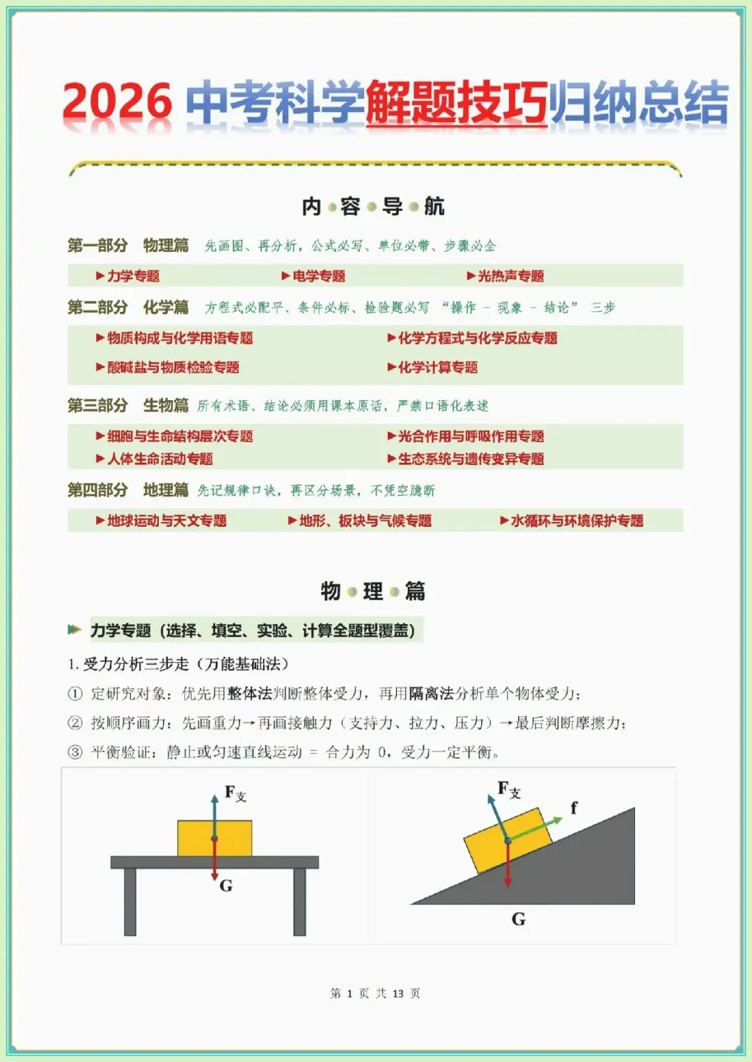 【中考科学答题技巧】2026中考科学答题技巧,中考科学解题技巧归纳总结(浙江专用可下载打印) 第2张