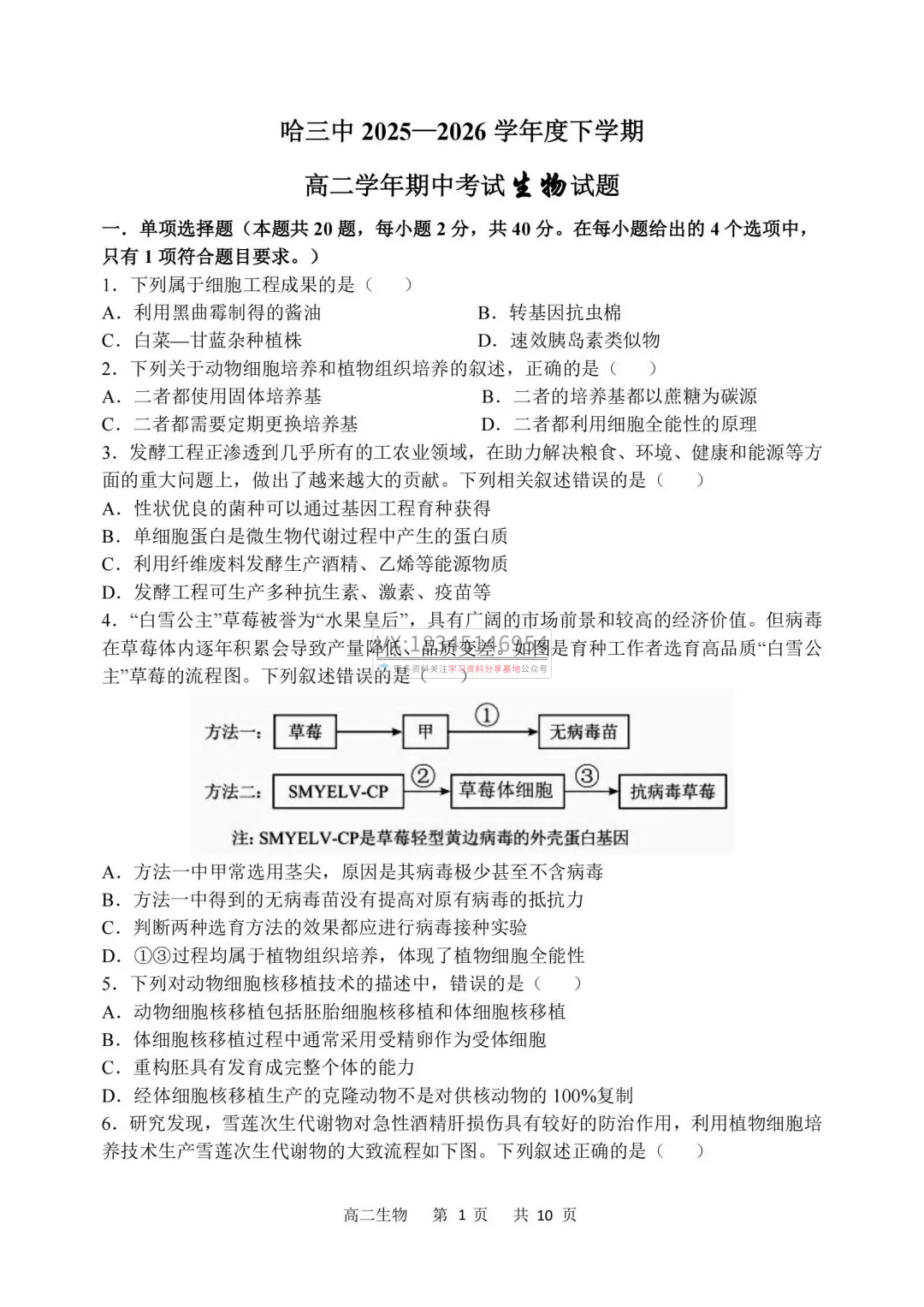 2026年哈三中高二下学期期中试卷及答案(九科全) 第42张