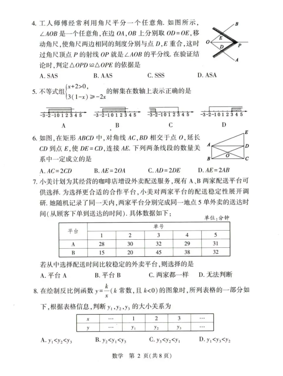 2026年山西中考万人同考试卷+答案 第2张