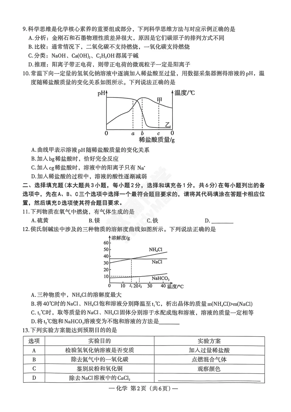2026江西省南昌市九年级第二次模拟考试・化学(含答案) 第3张