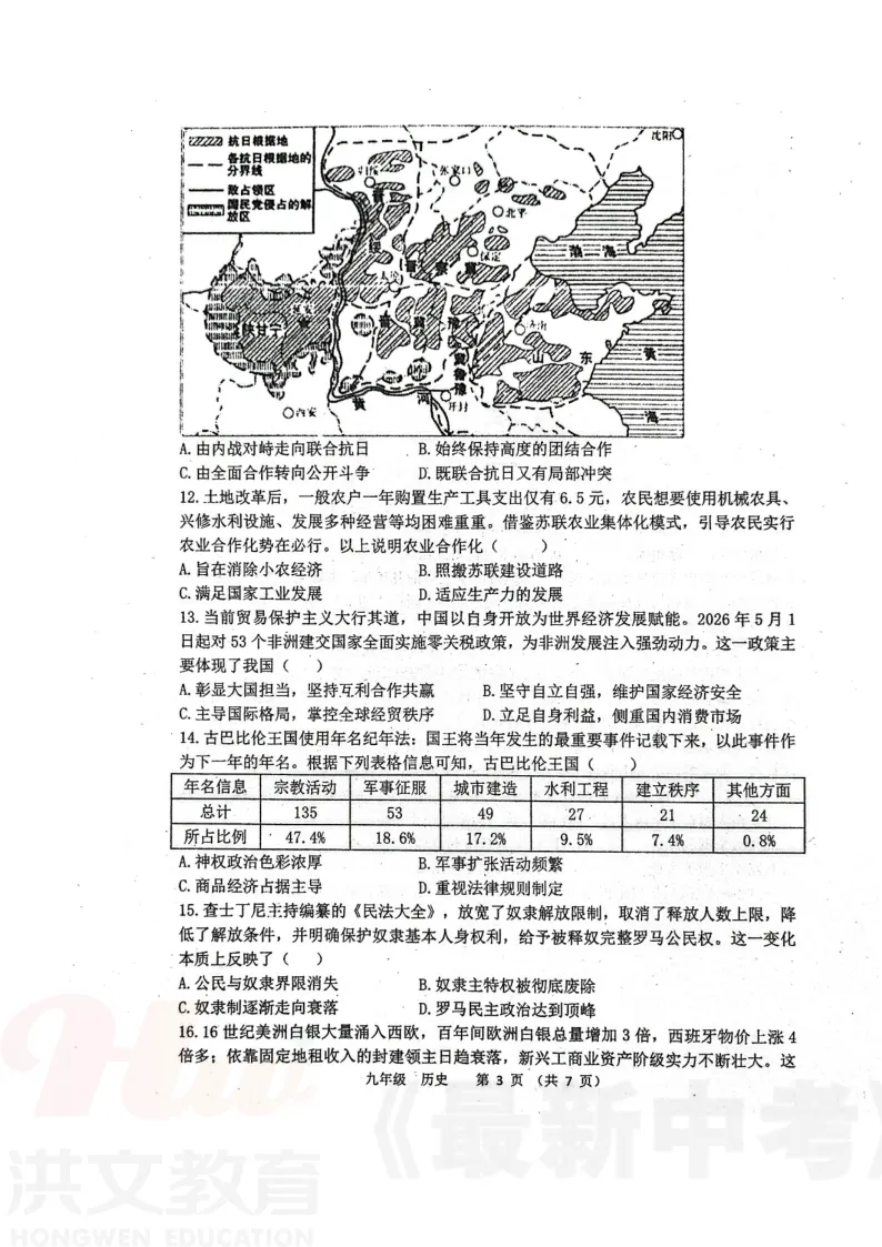 [二模]2026年河南省实验中学二模试卷(7科全)5月21号-22号试卷、听力及参考答案 第58张