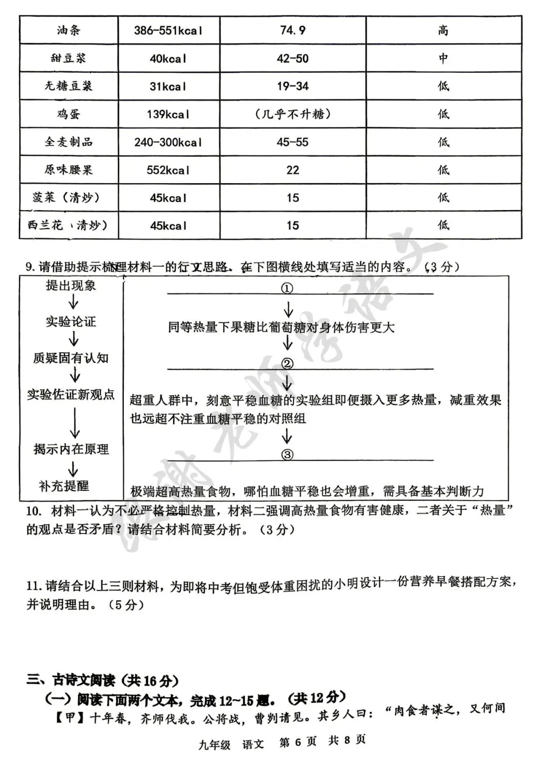 2026年河南省实验中学中考三模语文试题及参考答案 第6张