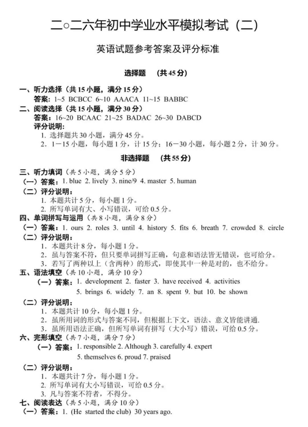 中考模拟题:2025-2026学年济宁市兖州二模英语(含答案) 第1张