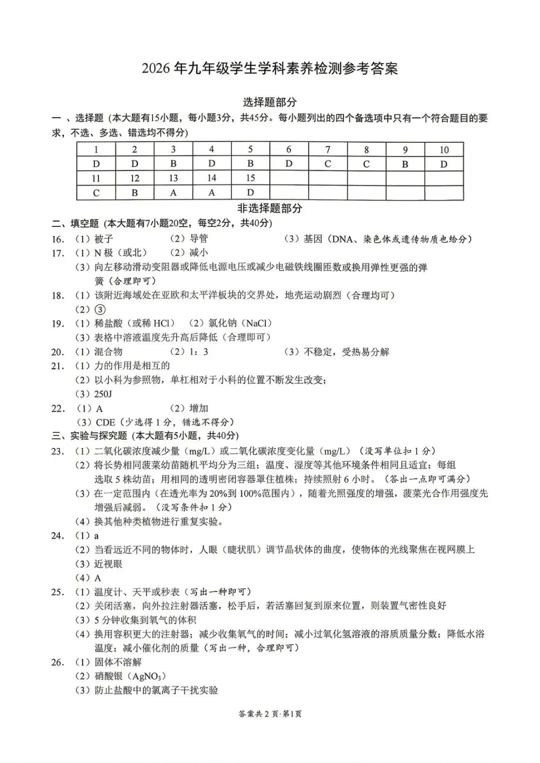 【中考二模·全科】2026.05浙江·温州乐清、瓯海、苍南、永嘉二模试卷含答案(语文、科学、英语、英语听力、数学、社会)-第19张图片-四季读书网