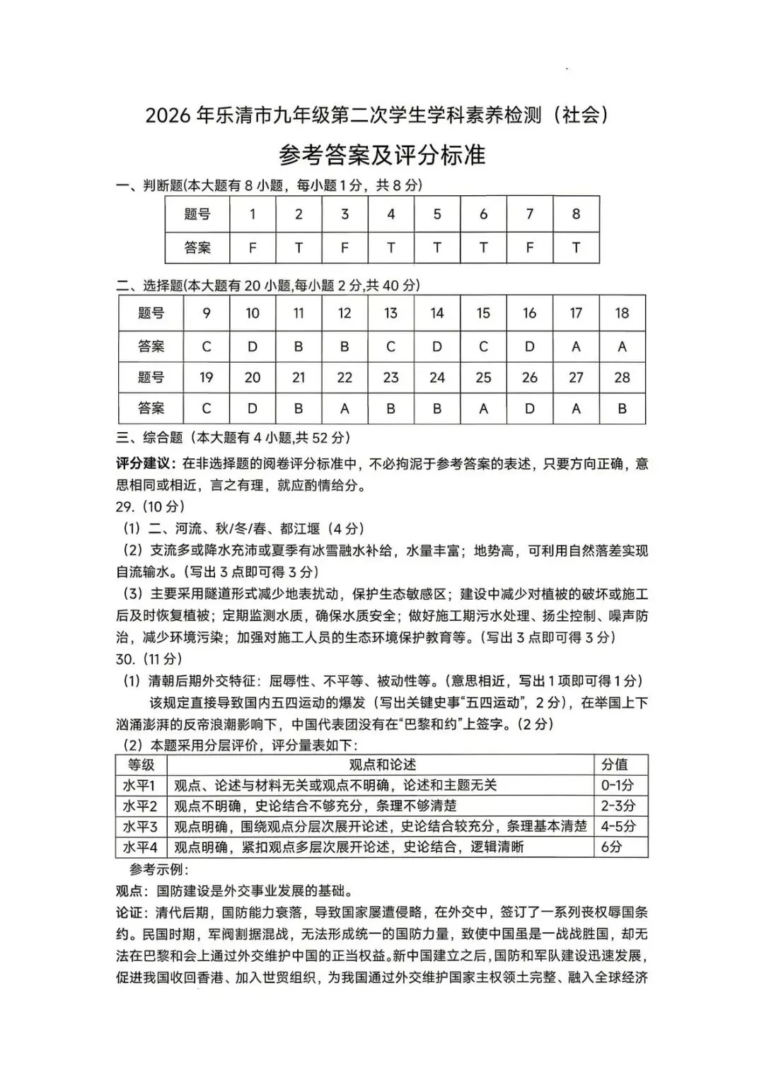【中考二模·全科】2026.05浙江·温州乐清、瓯海、苍南、永嘉二模试卷含答案(语文、科学、英语、英语听力、数学、社会)-第51张图片-四季读书网